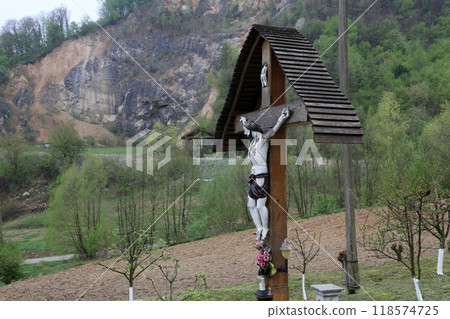 Roadside Crucifix in Zagorje region, Croatia 118574725