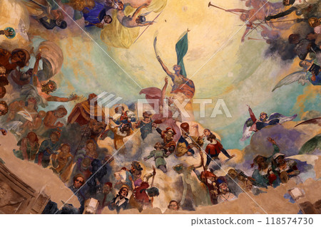 The frescoed dome of the Music Kiosk in Rapallo, Italy 118574730