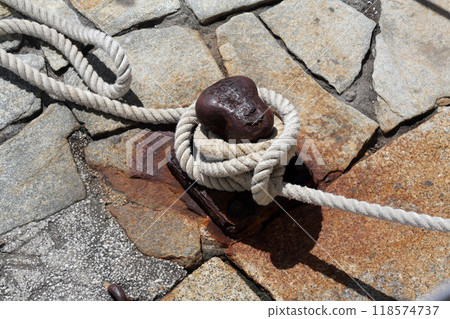 Rope mooring, Portofino, Liguria, Italy Rope mooring, Portofino, Liguria, Italy 118574737