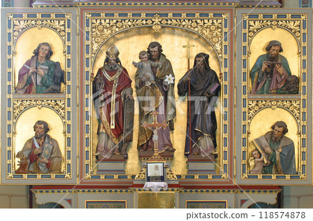 High altar in the parish church of Saint Joseph in Slatina, Croatia High altar in the parish church of Saint Joseph in Slatina, Croatia 118574878