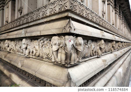 Stone carvings in Hindu temple Birla Mandir in Kolkata, India Stone carvings in Hindu temple Birla Mandir in Kolkata, India 118574884