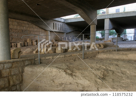Remains of the village from Joseph's era below the Church of St. Joseph, Franciscan Monastery in Nazareth, Israel Remains of the village from Joseph's era below the Church of St. Joseph, Franciscan Monastery in Nazareth, Israel 118575232