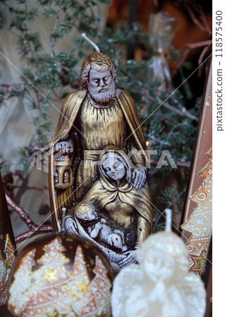 Nativity scene, creche or crib, is a depiction of the birth of Jesus in St. Wolfgang on Wolfgangsee in Austria 118575400