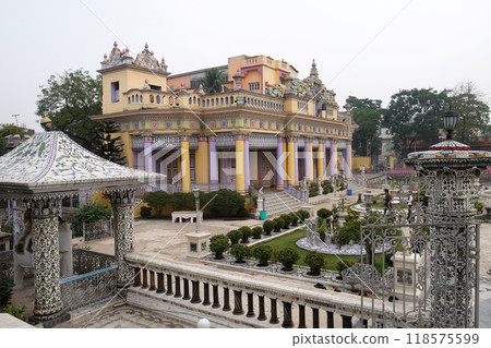 Jain Temple (also called Parshwanath Temple) is a Jain temple at Badridas Temple Street is a major tourist attraction in Kolkata, West Bengal, India 118575599