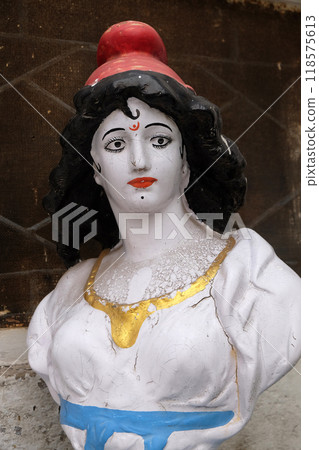 Jain Temple (also called Parshwanath Temple) is a Jain temple at Badridas Temple Street is a major tourist attraction in Kolkata, West Bengal, India 118575613