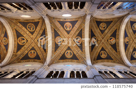 Fresco painting on the ceiling of the Cathedral of St Martin in Lucca, Italy 118575740