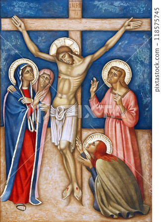 12th Stations of the Cross, Jesus dies on the cross, parish church Precious Blood of Jesus in Zagreb, Croatia 118575745