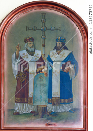 Saints Cyril and Methodius altarpiece at Saint Stephen the King Parish Church in Hercegovac, Croatia Saints Cyril and Methodius altarpiece at Saint Stephen the King Parish Church in Hercegovac, Croatia 118575753