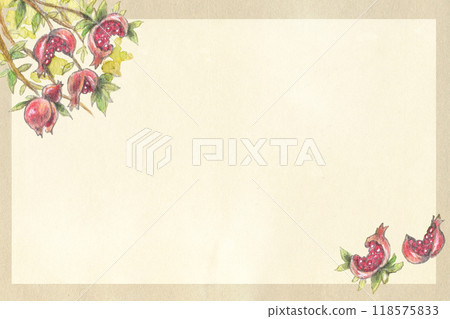 Hand-painted watercolor pomegranate illustration and craft paper background material Hand-painted watercolor pomegranate illustration and craft paper background material 118575833