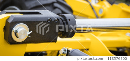 Piston or actuator and black tyre in truck, tractor or other pneumatic or hydraulic machine 118576500