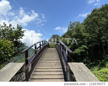 大橋在藍天的襯托下熠熠生輝 大橋在藍天的襯托下熠熠生輝 118576577