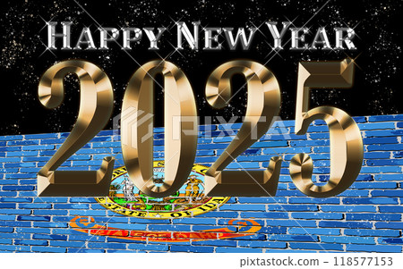 Happy New Year 2025 with Idaho flag Happy New Year 2025 with Idaho flag 118577153