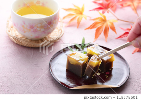 Japan's most famous Japanese sweet, yokan (steamed chestnut yokan) 118578601