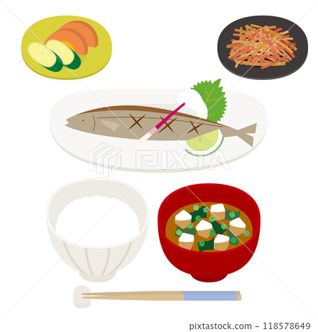 日式早餐烤魚 118578649