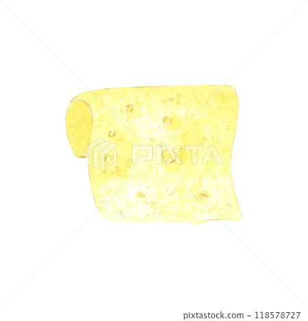 Hand drawn watercolor slice of cheese isolated on white background. Can be used for postcard, label, scrapbook and other printed products. 118578727