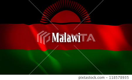 Malawi flag with country name Malawi flag with country name 118578935