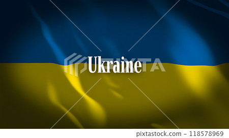 Ukraine flag with country name Ukraine flag with country name 118578969