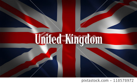 United Kingdom flag with country name 118578972