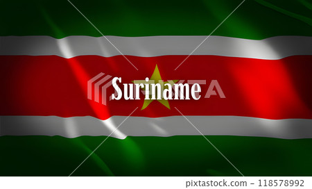 The flag of Suriname with the country name 118578992
