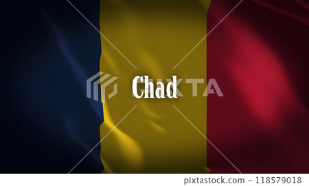 Chad's flag with country name Chad's flag with country name 118579018