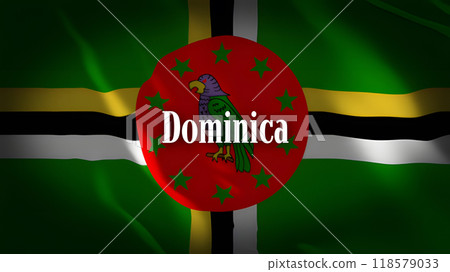 Dominica flag with country name 118579033
