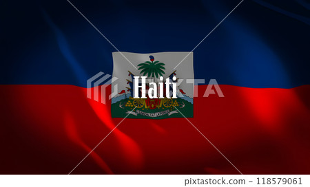 Haiti flag with country name 118579061