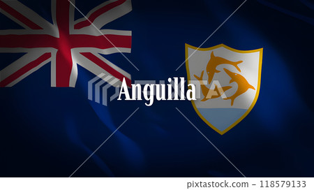 Anguilla flag with country name 118579133