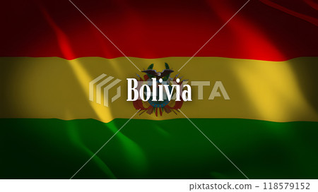 Bolivia's flag with country name 118579152