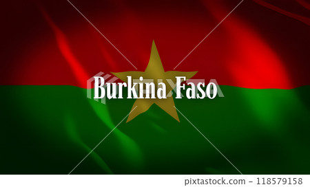 Burkina Faso flag with country name 118579158