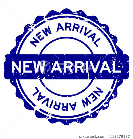 Grunge blue new arrival word round rubber seal stamp on white background Grunge blue new arrival word round rubber seal stamp on white background 118579187