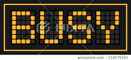 Orange color led banner in word busy on black background Orange color led banner in word busy on black background 118579193