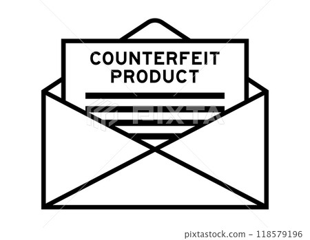 Envelope and letter sign with word counterfeit product as the headline 118579196