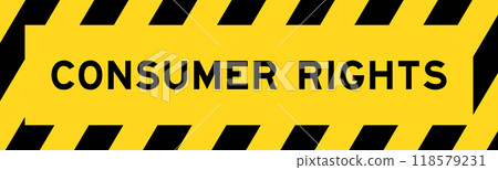 Yellow and black color with line striped label banner with word consumer rights Yellow and black color with line striped label banner with word consumer rights 118579231