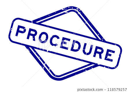 Grunge blue procedure word rubber seal stamp on white background 118579257