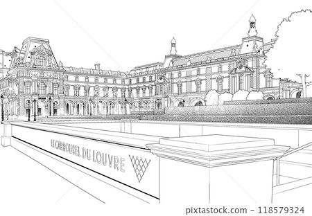 Manga style pen drawing illustration Overseas_Cityscape Manga style pen drawing illustration Overseas_Cityscape 118579324