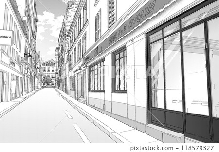 漫畫風格的鋼筆劃插圖Overseas_Cityscape 漫畫風格的鋼筆劃插圖Overseas_Cityscape 118579327