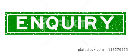 Grunge green enquiry word square rubber seal stamp on white background 118579353