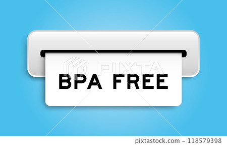 White coupon banner with word BPA (Bisphenol A) free from machine on blue color background White coupon banner with word BPA (Bisphenol A) free from machine on blue color background 118579398