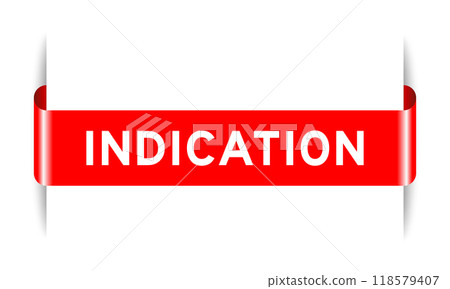 Red color inserted label banner with word indication on white background Red color inserted label banner with word indication on white background 118579407