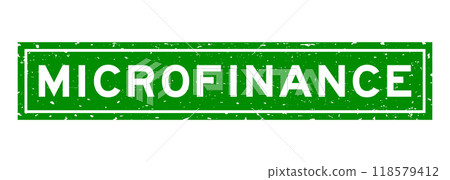 Grunge green microfinance word square rubber seal stamp on white background 118579412