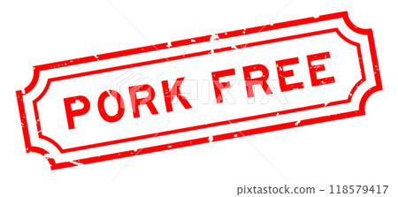 Grunge red pork free word rubber seal stamp on white background Grunge red pork free word rubber seal stamp on white background 118579417