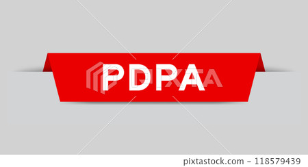 Red color inserted label with word PDPA (Abbreviation of personal data protection act) on gray background Red color inserted label with word PDPA (Abbreviation of personal data protection act) on gray background 118579439