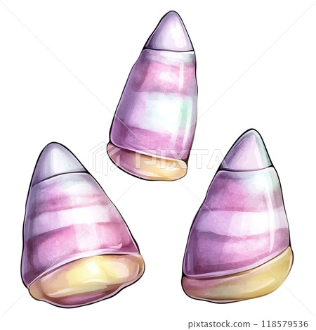 Candy Corns in Pastel Colors Like Soft Pink and Lavender 118579536