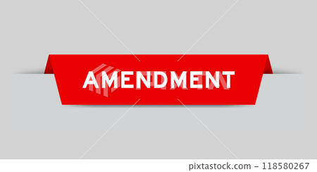 Red color inserted label with word amendment on gray background Red color inserted label with word amendment on gray background 118580267