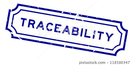 Grunge blue traceability word rubber seal stamp on white background 118580347