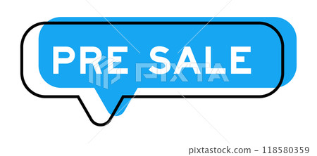 Speech banner and blue shade with word pre sale on white background 118580359