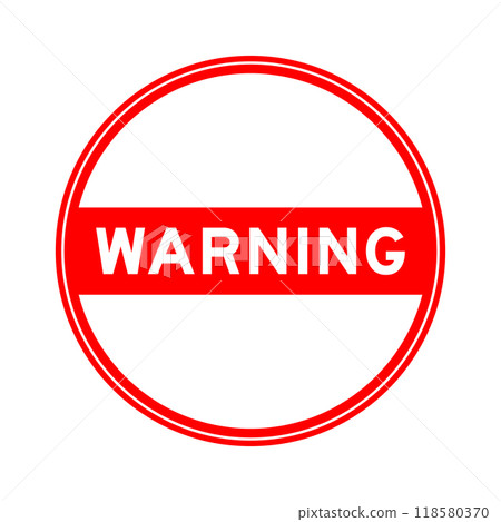 Red color round seal sticker in word warning on white background 118580370