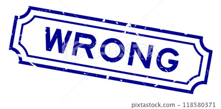 Grunge blue wrong word rubber seal stamp on white background 118580371