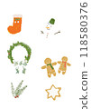 Analog style Christmas icon set 118580376