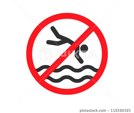 No Jumping to the water icon symbol. Do not dive sign. No diving logo Vector illustration image. No Jumping to the water icon symbol. Do not dive sign. No diving logo Vector illustration image. 118580385